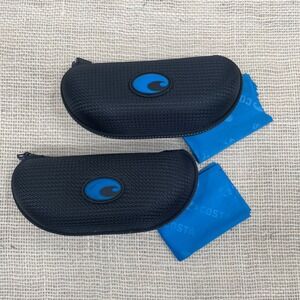 Costa Del Mar, 2 Black Hard Shell Sunglass Cases with Microfiber Cleaning Cloth